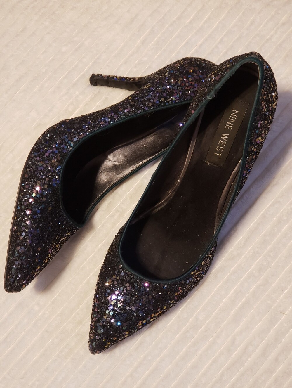 Nine West Women's Navy Purple Glitter Pointed Toe 4" Stiletto Pumps